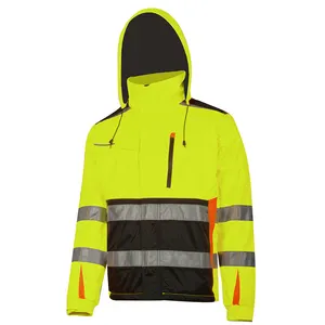 High Visibility Customize Windbreaker Waterproof Jacket Men Safety Workwear with Hood