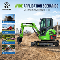 Mini-excavatrice FULCORE, vente directe usine, 3,5 tonnes, haute performance, pour aménagement paysager, avec cabine fermée, excavatrice sur chenilles