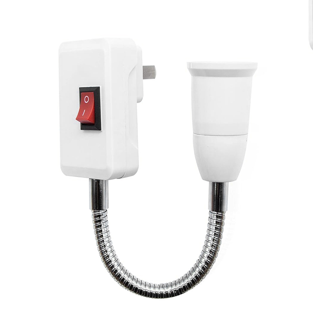 EU  US Plug to E27 Lamp Base Conversion Led Light Wall Flexible Lamp Holder Converter With Switch Led Head Bulb Socket