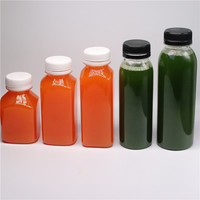 MAYSURE Vente à chaud 60ml 2OZ Bouteille de jus de fruit carrée transparente Bouteille de boisson en plastique au gingembre avec bouchons inviolables