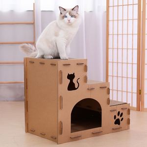 Rascador para Gatos de Cartón Corrugado Extra Grande de Lujo, Integrado con Casa para Gatos y Árbol para Gatos, para Hacer Nido y Rascar - Product Image 5