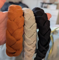 Bando kepang buatan tangan Linen oranye terbakar bando rambut ikat rambut