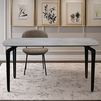 Usine chinoise vend des tables à manger rectangulaires en céramique avec pieds en métal de luxe moderne personnalisés, plateau en verre trempé, pour hôtel