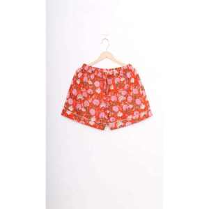 สินค้ามาใหม่ ชุดเซ็ต 2 ชิ้น ผ้าฝ้ายทอมืออินเดีย 100% ระบายอากาศได้ดี เอวยางยืด สไตล์ลำลองสำหรับฤดูใบไม้ร่วง แขนสั้น ลายบล็อกทำมือสำหรับผู้หญิง - Product Image 2