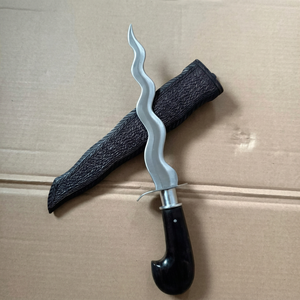 Couteau à main courbé en acier au carbone fait main, lame à pointe tombante, manche en Micarta, étui en cuir, options DIY et OEM, longueur totale 40 cm, cadeau - Product Image 6