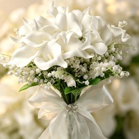 Bouquet de mariée minimaliste de style coréen, artificiel, noué à la main, avec lys blancs Calla et muguets, pour cérémonies de mariage, en PE