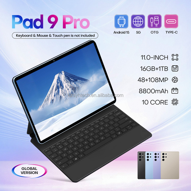 Factory Wholesale Pad9 Pro 11-inch Android 15 Tablet 16GB+1TB Dual SIM GPS Type-C OTG 5G Gaming & Learning Tablet PC