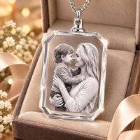 Collier pendentif photo en cristal octogonal Neelpure R14, gravé au laser 3D, pour bijoux commémoratifs familiaux, cadeau de condoléances pour la perte d'un chien, d'un chat ou d'un animal de compagnie