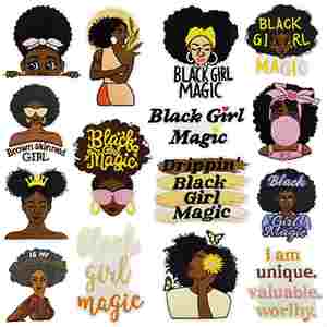 Iron on Embroidery Cartoon Black Girl Magic <b>Patch</b> for Clothes <b>Backpack</b> Decoration - Product Image 1