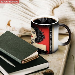 Frosted Black 11oz <b>Ceramic</b> Sublimation Mug Heat Activated Color Changing <b>Cup</b> Ready To Ship Bulk - Product Image 3