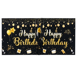 Nappe <span class=keywords><strong>de</strong></span> <span class=keywords><strong>table</strong></span> jetable noire et <span class=keywords><strong>or</strong></span> <span class=keywords><strong>Joyeux</strong></span> <span class=keywords><strong>Anniversaire</strong></span>, nappe longue en PE avec décorations <span class=keywords><strong>de</strong></span> <span class=keywords><strong>table</strong></span> pour fête d'<span class=keywords><strong>anniversaire</strong></span> et ballons - Product Image 6