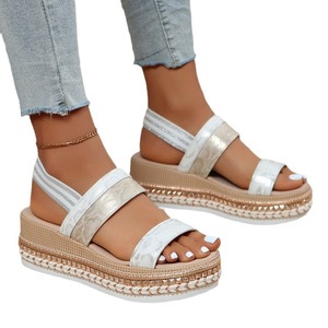 Summer Collection Women's Fashionable Comfortable Large Size Peep Toe Wedge Platform Sandals Breathable Design Shiny Thick - Product Image 5