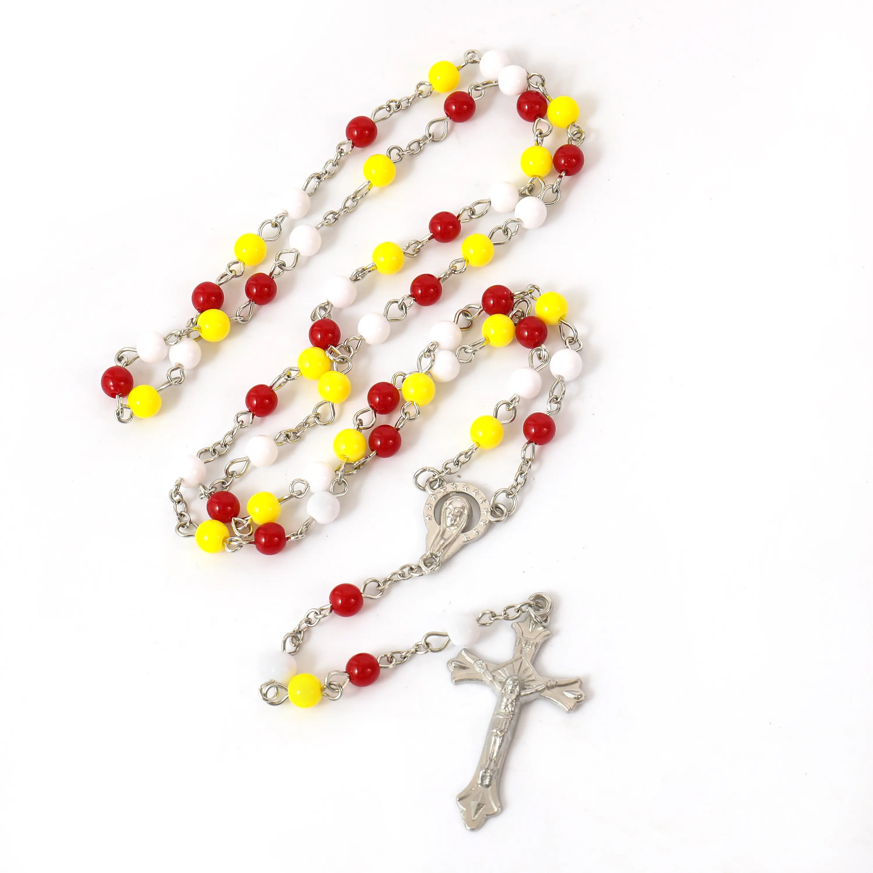 ZD Manufacturer OEM Catholic Rosary Handmade by National Flag Color 6 mm Beads with Medal and Crucifix