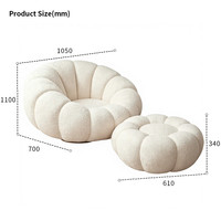 Fauteuil de détente moderne en forme de citrouille, canapé modulaire convertible de luxe avec pieds en tatami pour salon, chambre à coucher, bureau