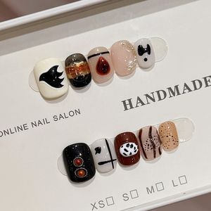Uñas postizas de alta gama para boda, efecto ojo de gato blanco leche, oro, diamante, rosa, cuadradas medianas, con incrustaciones metálicas, para usar en las manos. - Product Image 3