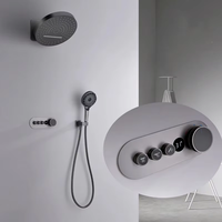 Ensemble de douche mural moderne de luxe avec affichage numérique LED, mitigeur thermostatique en laiton brossé doré pour massage