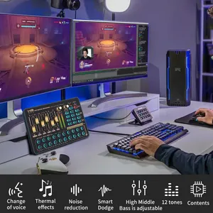 Microfone portátil para transmissão ao vivo, console de mixagem, podcast, placa de som Bluetooth com chip DSP para estúdio de gravação