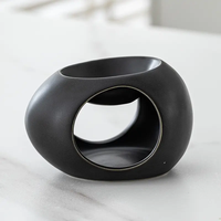 Bougeoir en céramique en forme d'oeuf Lampe à parfum Diffuseur d'aromathérapie Porte-encens pour encens