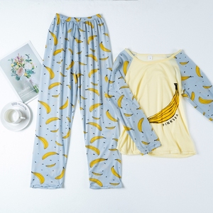 Dropshipping Sottile A Maniche Lunghe Pantaloni Lunghi <span class=keywords><strong>Donna</strong></span> Sveglio Del Modello Del Fumetto di Latte di Seta Dei <span class=keywords><strong>Pigiami</strong></span> - Product Image 6
