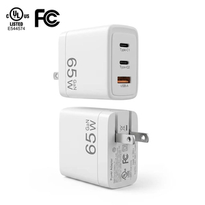อะแดปเตอร์ชาร์จเร็ว GaN Tech PD 65W มาตรฐาน UL US รองรับ PPS ช่องเสียบ USB 1 ช่อง และ Type-C 2 ช่อง สำหรับโทรศัพท์มือถือ iPad และแท็บเล็ต - Product Image 1