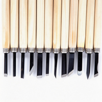 Ciseaux à bois d'artisanat, 12 pièces, qualité étudiante, manche en bois