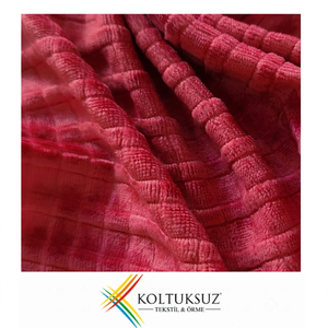 High Quality <b>Red</b> Color 250gsm Tencel Corded Knitted Velour Fabric 78% Tencel 18% Polyester 4% Spandex Velvet Made In Turkey - Product Image 1