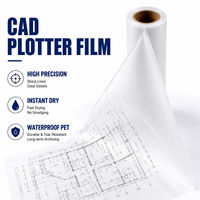 Película de Plotter de Inyección de Tinta CAD Resistente al Agua, Rollo de Película de Dibujo de Ingeniería PET para Impresoras de Formato Ancho HP, Canon, Epson