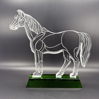 Trophée en cristal sculpté en 3D avec impression couleur vente en gros Plaque en métal étoile Trophée de récompense en cristal