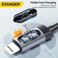 Câble de charge rapide USB C vers IP ESSAGER ES-X64 avec affichage numérique LED, ressort tressé, 3A PD 29W pour iPhone 11 12 13 14