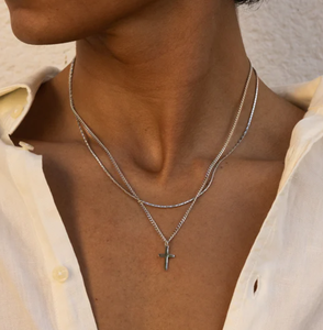 Collana con Pendente a Croce in Acciaio Inossidabile per Uomo, Catena Cubana, Gioielli in <span class=keywords><strong>Oro</strong></span> e Argento per Lui e Lei - Product Image 3