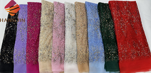 Tessuto di pizzo africano 2025 di alta qualità di lusso in <span class=keywords><strong>Tulle</strong></span> con perline tessuto di cristallo strass <span class=keywords><strong>ricamato</strong></span> tessuto di pizzo <span class=keywords><strong>per</strong></span> abito da festa - Product Image 6