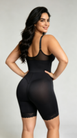 Body sculptant intégral pour femme en fibre de polyamide, respirant, avec rembourrage boutonné, maintien ferme, bretelles réglables, serre-taille et effet galbant fessier