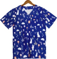 Unisex hemşire fırçalama Tops Polyester/pamuklu dokuma kumaş hastane kullanımı cerrahi iğne algılama dikişsiz fırınlama özel Logo OEM