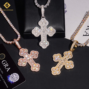 จี้กางเขนประดับเพชรโมอิสซาไนต์เคลือบทอง 18K จาก ZHANFA JEWELRY พร้อมตัวเรือนแบบฝังเพชร GRA Certified เหมาะสำหรับทั้งชายและหญิง เครื่องประดับหรูหราสไตล์ศาสนา - Product Image 6