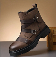 Bottes mi-mollet rétro pour femmes, style motard, semelle en caoutchouc antidérapante, boucle croisée, fermeture éclair, confortables, en cuir PU souple, automne-hiver