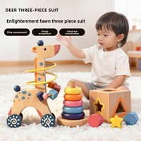 Juguetes Educativos Transfronterizos para Niños, Bloques de Construcción Multifuncionales con Cuentas, Set de Regalo de Cuentas de Madera con Animales para Bebés