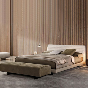 Meubles de chambre à coucher Lit double en bois <span class=keywords><strong>Literie</strong></span> en tissu Queen King Size Lit en bois avec cadre - Product Image 3