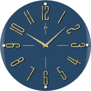 นาฬิกาแขวนผนังควอตซ์ MDF/กระจก ทรงกลม สีน้ำเงิน 40 ซม. - Product Image 1