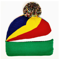 Nouveau bonnet tricoté avec drapeau des Seychelles pour femmes et hommes, bonnet à pompon, bonnet chaud d'hiver, doux, extensible, pas cher, vente en gros personnalisée