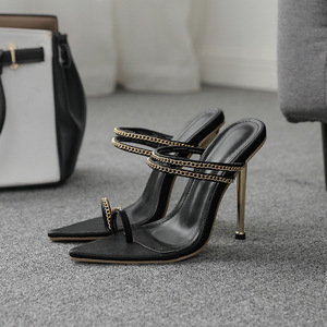 SXSD117 2022 new trend punta a punta sandali con catena dorata tacchi sottili tacchi alti <span class=keywords><strong>scarpe</strong></span> da <span class=keywords><strong>donna</strong></span> - Product Image 6