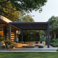 Pergola Bioclimatique Écologique Motorisée en Aluminium à Toit à Lames Orientables en PVC pour Extérieur avec Éclairage LED Facilement Assemblable pour Jardin
