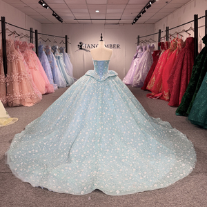 Jancember 8567 Vestido <span class=keywords><strong>de</strong></span> <span class=keywords><strong>Quinceañera</strong></span> <span class=keywords><strong>de</strong></span> Lujo Color Aqua sin Tirantes para Chicas <span class=keywords><strong>de</strong></span> 16 Años - Product Image 4