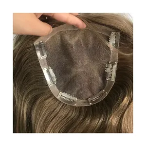 Monofilamento di seta a Base di capelli invisibile Tuopee per donna, russo Remy vergine cuticola allineato Mono PU capelli