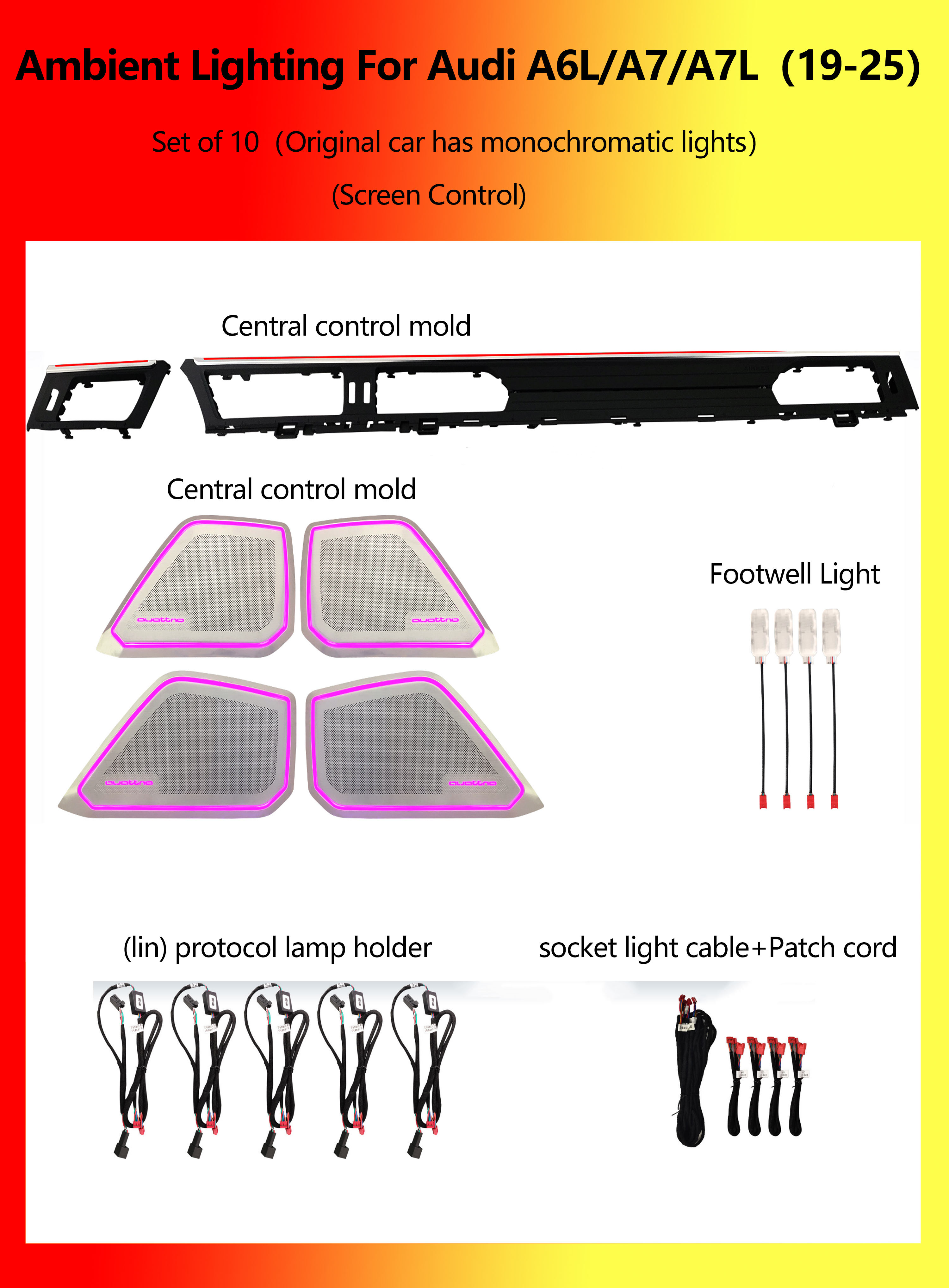 Audi A6L/A7/A7L Set of 10(Original car has monochromatic lights)