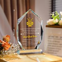 Plaque en cristal JWFH « Meilleur papa de tous les temps » gravée au laser, forme iceberg, design inspirant 8,3x5,3 |   Cadeau pour la fête des pères, nouveau cadeau pour les grands-pères et les papas
