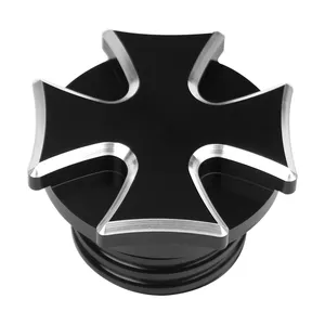 REALZION אופנוע CNC אלומיניום סגסוגת שחור צלב דלק גז טנק שמן כובע להארלי רחוב XL883 1200 1996-2016