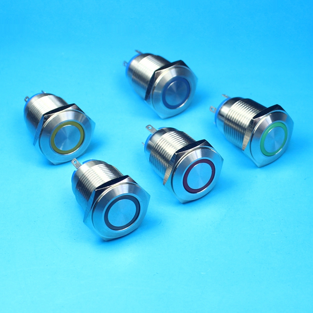 Nickel Plated Brass Anti-Vandal <strong>LED</strong> <strong>Push</strong> <strong>Button</strong> <strong>Switch</strong> 25mm 19mm Rgb Three <strong>Color</strong> <strong>Push</strong> <strong>Button</strong>