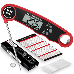 เทอร์โมมิเตอร์วัดอุณหภูมิเนื้อแบบอ่านค่าได้ทันที รุ่น DTH-138 สีแดง หน้าจอ LCD -50~300 องศาเซลเซียส เทอร์โมมิเตอร์สำหรับครัวพร้อมหัววัดแบบพับได้ เทอร์โมมิเตอร์สำหรับเตาอบ - Product Image 1