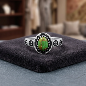 Gourik Oval <b>Green</b> Copper Turquoise 925 Sterling Silver <b>Ring</b> Handmade Vintage Luxury Gemstone Jewelry Unisex Children's Everyday - Product Image 2