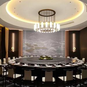 Lampadario a sospensione rotondo di lusso in alabastro per ristoranti di hotel contemporanei, illuminazione per soffitti alti - Product Image 4